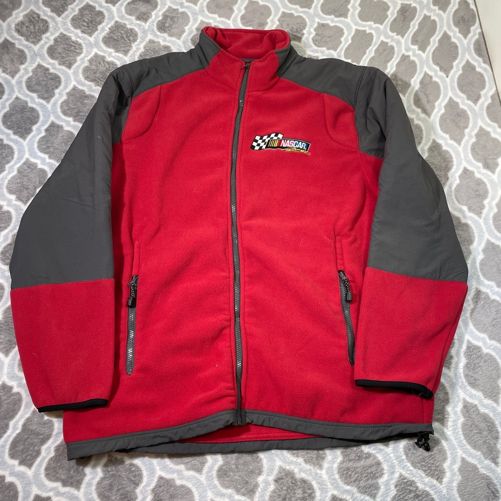 Essex NASCAR Fleece Jacket Mens XL Red Grey Full Zip Racing Outerwear RN51207